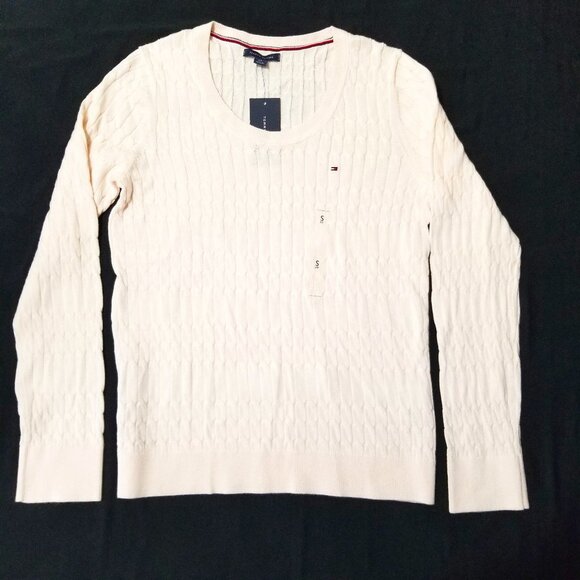 Tommy Hilfiger Women's Scoop Neck Cable Knit Pullover Sweater‎ - Picture 1 of 6
